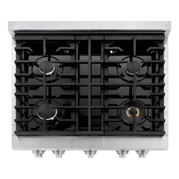 ZLINE 30" 4.2 cu. ft. Paramount Dual Fuel Range with 4 Burners in Stainless Steel, SDR30