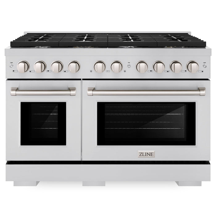 ZLINE 48" 6.7 cu. ft. Paramount Double Oven Dual Fuel Range with 8 Burners in Stainless Steel, SDR48