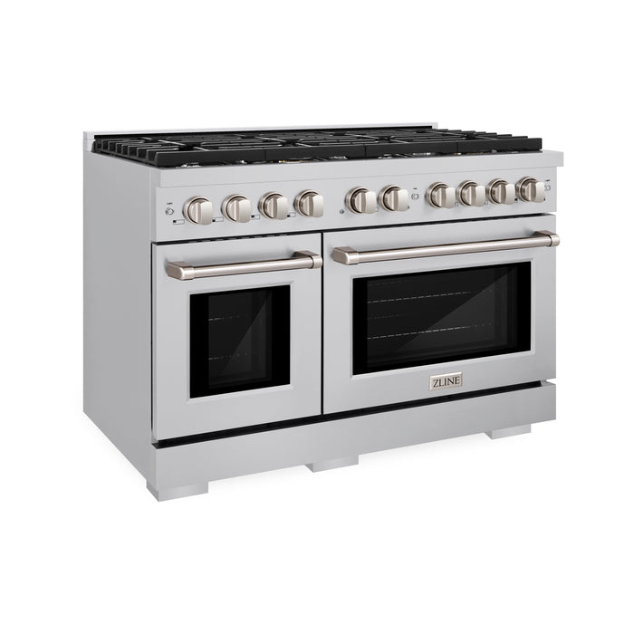 ZLINE 48" 6.7 cu. ft. Paramount Double Oven Dual Fuel Range with 8 Burners in Stainless Steel, SDR48