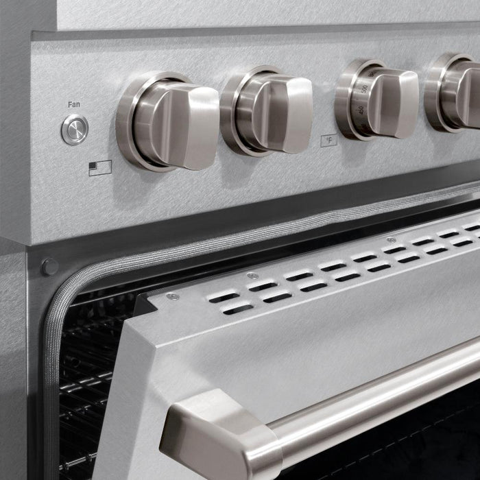 ZLINE 30" 4.2 cu. ft. Paramount Dual Fuel Range with 4 Burners in DuraSnow® Stainless Steel, SDRS-30