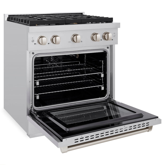 ZLINE 30 in. 4.2 cu. ft. Paramount Gas Range with Convection Gas Oven in Stainless Steel with 4 Brass Burners (SGR-BR-30)