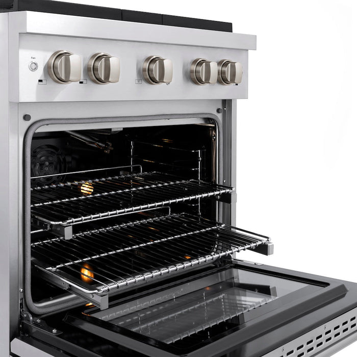 ZLINE 30 in. 4.2 cu. ft. Paramount Gas Range with Convection Gas Oven in Stainless Steel with 4 Brass Burners (SGR-BR-30)