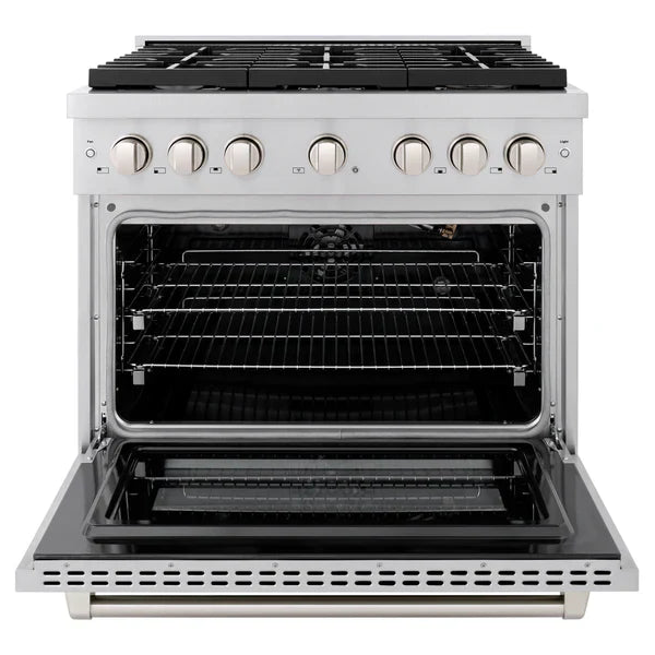 ZLINE Paramount 36" Gas Range with Convection Oven and 6 Brass Burners in Stainless Steel, SGR-BR-36