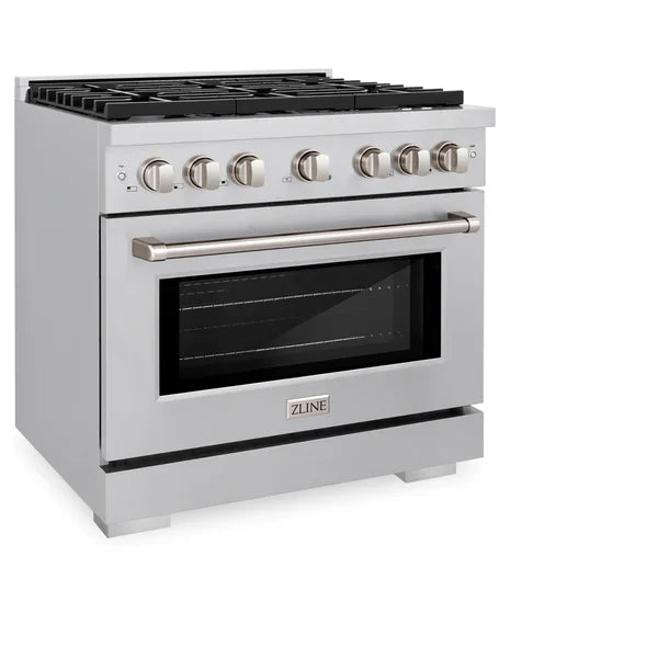 ZLINE Paramount 36" Gas Range with Convection Oven and 6 Brass Burners in Stainless Steel, SGR-BR-36