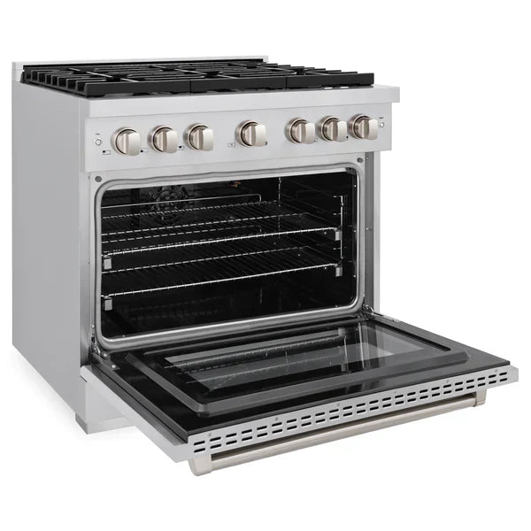 ZLINE Paramount 36" Gas Range with Convection Oven and 6 Brass Burners in Stainless Steel, SGR-BR-36