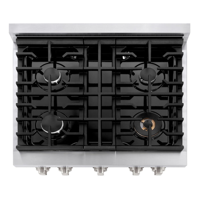 ZLINE 30 in. 4.2 cu. ft. Paramount Gas Range with 4 Burner Cooktop and Convection Gas Oven in Stainless Steel (SGR30)