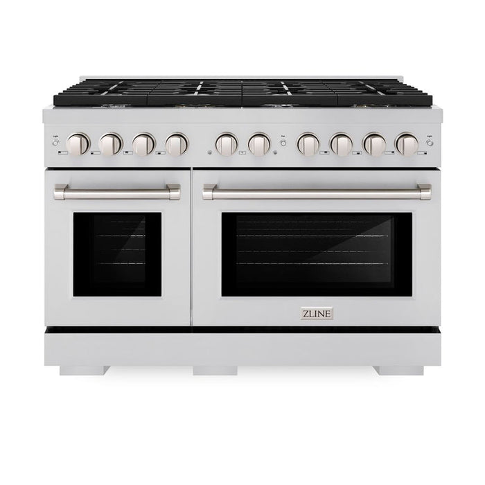 ZLINE Appliance Package - 48" Gas Range, Range Hood, Refrigerator with Ice Maker and Dishwasher, 4KPR-SGRRH48-DWV