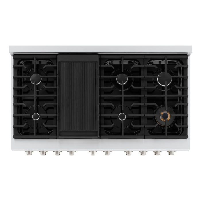 ZLINE Appliance Package - 48" Gas Range, Range Hood Insert and Dishwasher, 3KP-SGRRHI48-DW