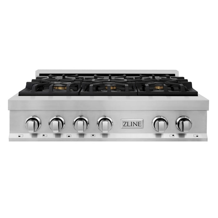 ZLINE 36 in. Stainless Steel Gas Rangetop with 6 Gas Brass Burners (RT-BR-36)