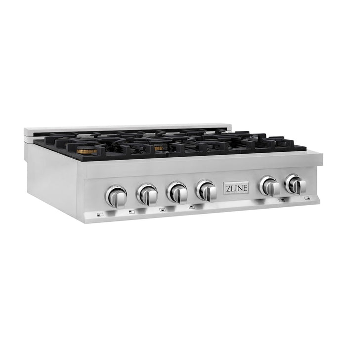 ZLINE 36 in. Stainless Steel Gas Rangetop with 6 Gas Brass Burners (RT-BR-36)