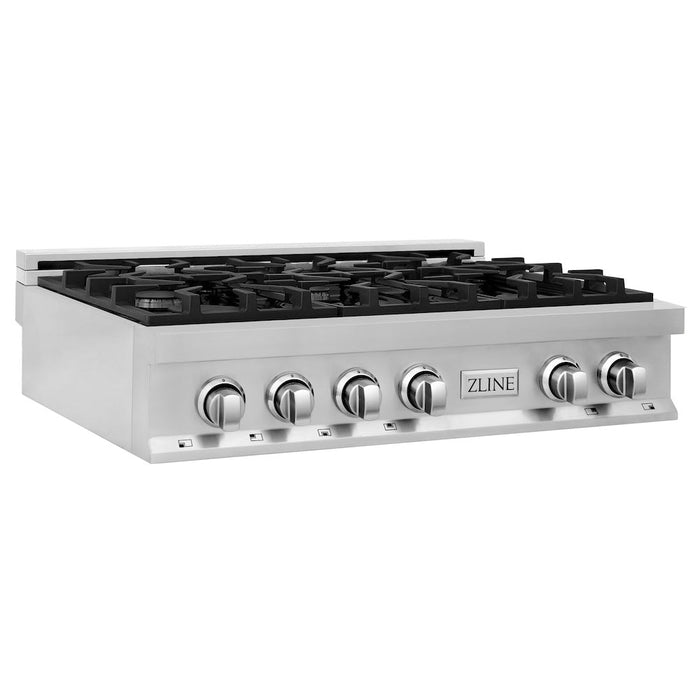 ZLINE 36 in. Porcelain Gas Rangetop with 6 Gas Burners and Griddle (RT-GR-36)