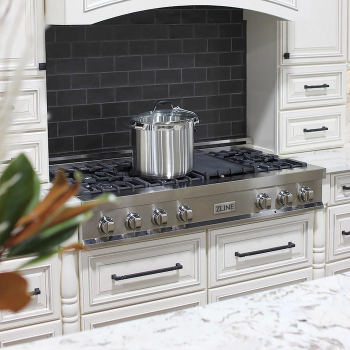 ZLINE 48 in. Porcelain Gas Rangetop with 7 Gas Burners and Griddle (RT48)