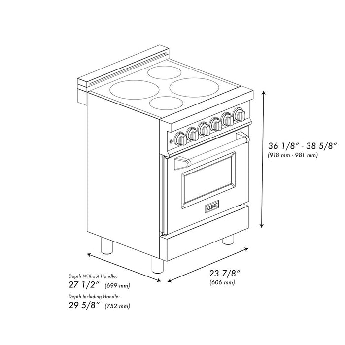 ZLINE 24 in. 2.8 cu. ft. Legacy Induction Range with 4 Element Cooktop and Electric Convection Oven in Stainless Steel (RAIND-24)