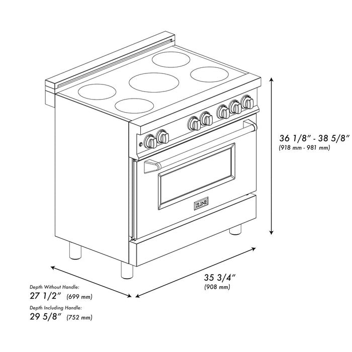 ZLINE 36" 4.6 cu. ft. Induction Range with a 5 Element Stove and Electric Oven in Black Stainless Steel, RAIND-BS-36