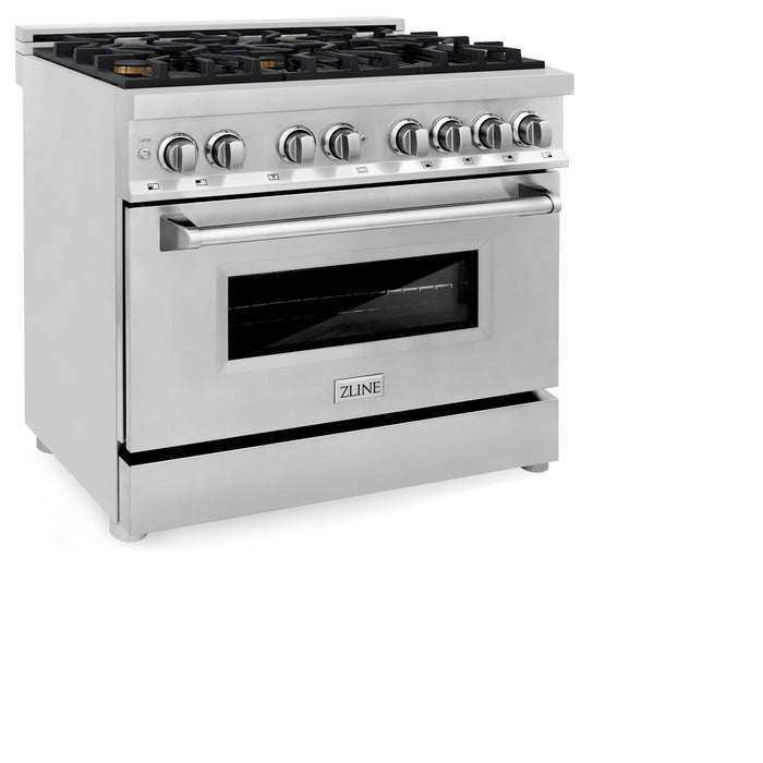 ZLINE 36 in. Professional Gas Burner/Electric Oven Stainless Steel Range with Brass Burners, RA-BR-36