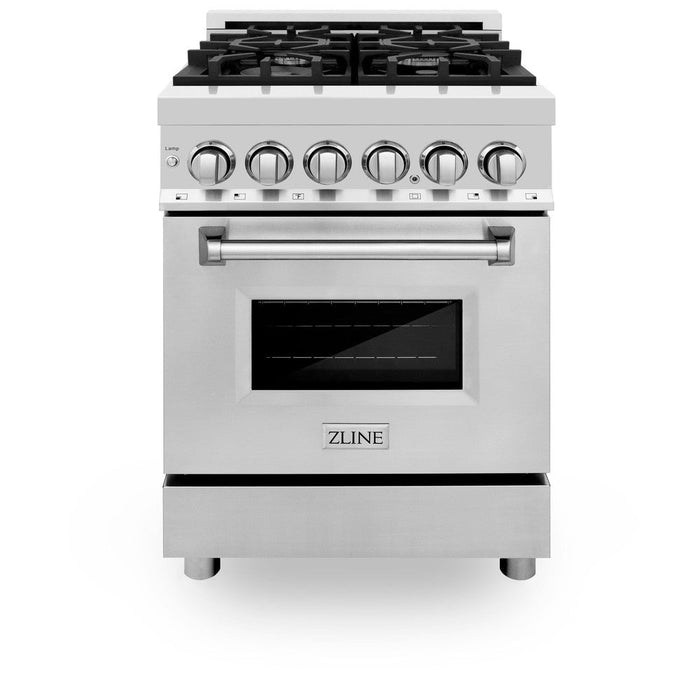 ZLINE 24 in. 2.8 cu. ft. Legacy Dual Fuel Range with 4 Burner Gas Cooktop and Electric Convection Oven in Stainless Steel (RA24)