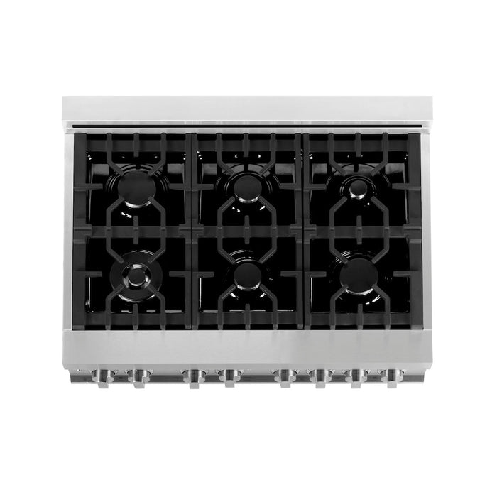 ZLINE 36 in. 4.6 cu. ft. Legacy Dual Fuel Range with 6 Burner Gas Cooktop and Electric Convection Oven in Stainless Steel with Griddle (RA-GR-36)