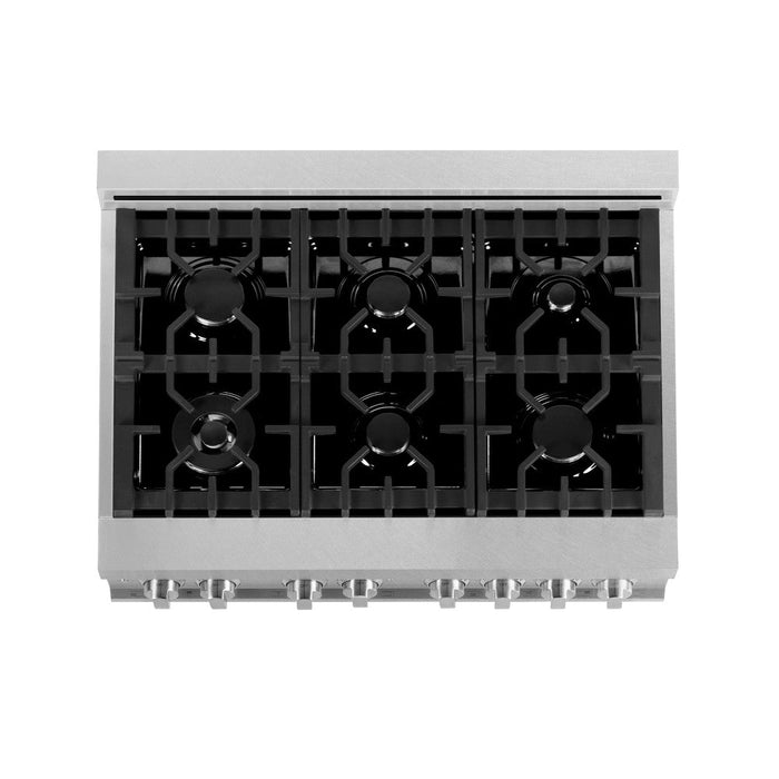 ZLINE 36 in. 4.6 cu. ft. Legacy Dual Fuel Range with 6 Burner Gas Cooktop and Electric Convection Oven in DuraSnow® Stainless Steel with Griddle (RAS-SN-GR-36)