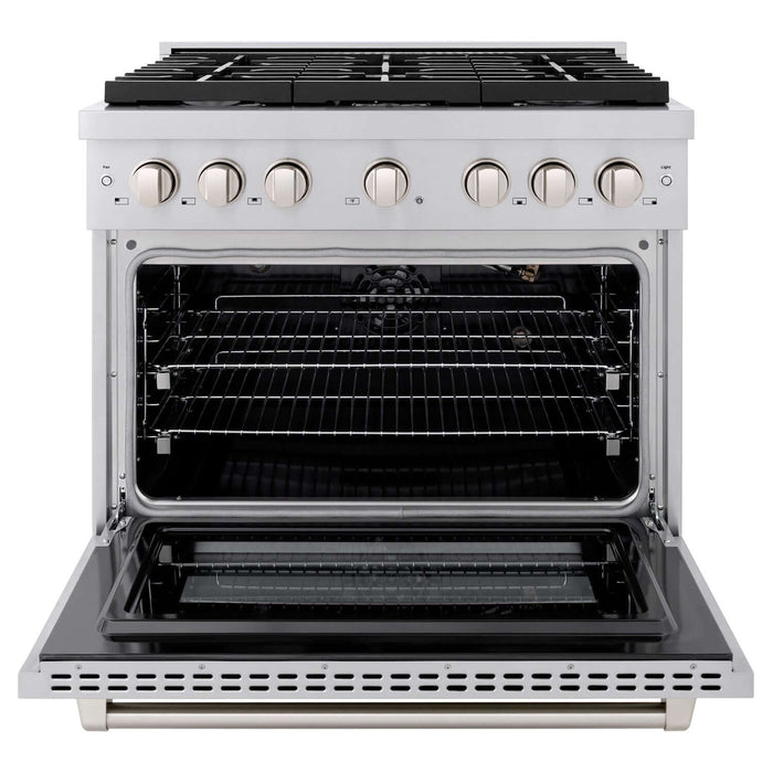 ZLINE 36 in. Kitchen Package with Stainless Steel Gas Range, Convertible Vent Range Hood and Tall Tub Dishwasher