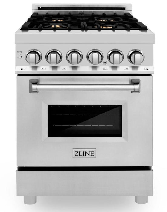 ZLINE 24 in. Professional Gas Burner/Electric Oven Stainless Steel Range with Brass Burners, RA-BR-24