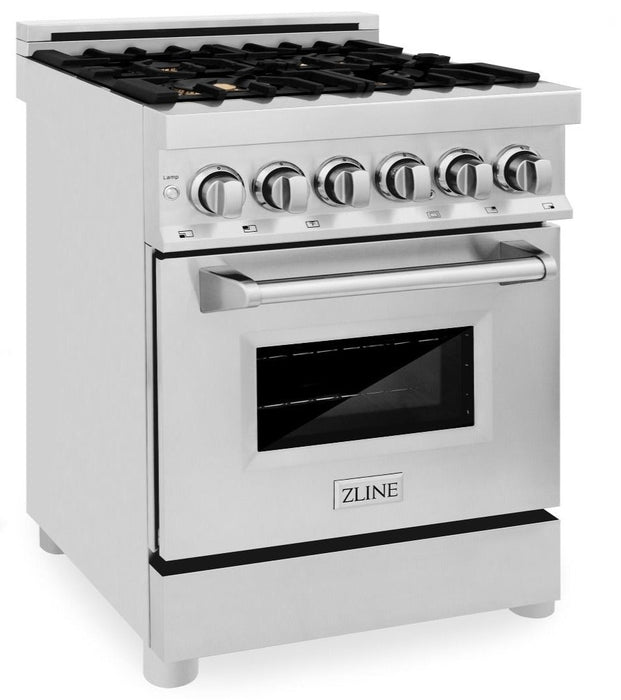 ZLINE 24 in. Professional Gas Burner/Electric Oven Stainless Steel Range with Brass Burners, RA-BR-24