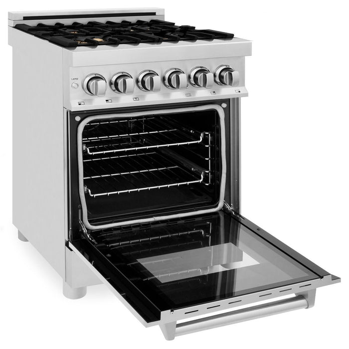 ZLINE 24 in. Professional Gas Burner/Electric Oven Stainless Steel Range with Brass Burners, RA-BR-24