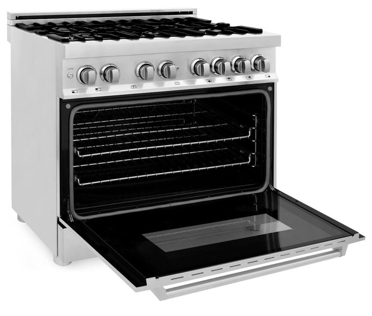 ZLINE Appliance Package - 36" Dual Fuel Range, Range Hood, Microwave Drawer, Dishwasher and Beverage Fridge, 5KP-RARH36-MWDWV-RBV