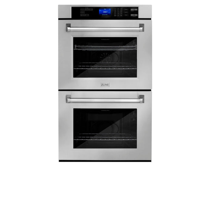 ZLINE Kitchen Package in Stainless Steel with 36 in. Refrigerator, 30 in. Gas Rangetop, 30 in. Range Hood and 30 in. Double Wall Oven (4KPR-RTRH30-AWD)