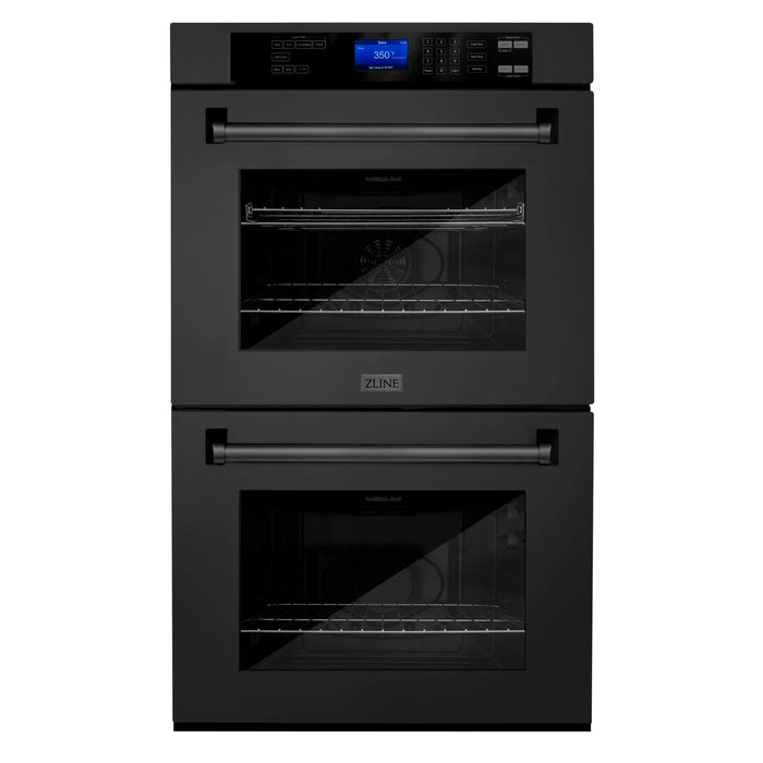 ZLINE Kitchen Appliance Package with 36" Black Stainless Steel Rangetop and 30" Double Wall Oven, 2KP-RTBAWD36