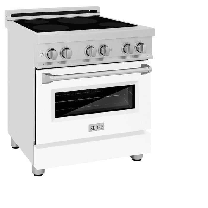 ZLINE 30 in. 4.0 cu. ft. Legacy Induction Range with 4 Element Cooktop and Electric Oven in Stainless Steel and White Matte Door (RAIND-WM-30)