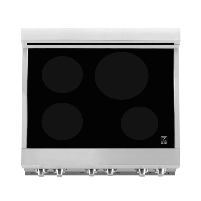 ZLINE 30 in. 4.0 cu. ft. Legacy Induction Range with 4 Element Cooktop and Electric Oven in Stainless Steel and White Matte Door (RAIND-WM-30)