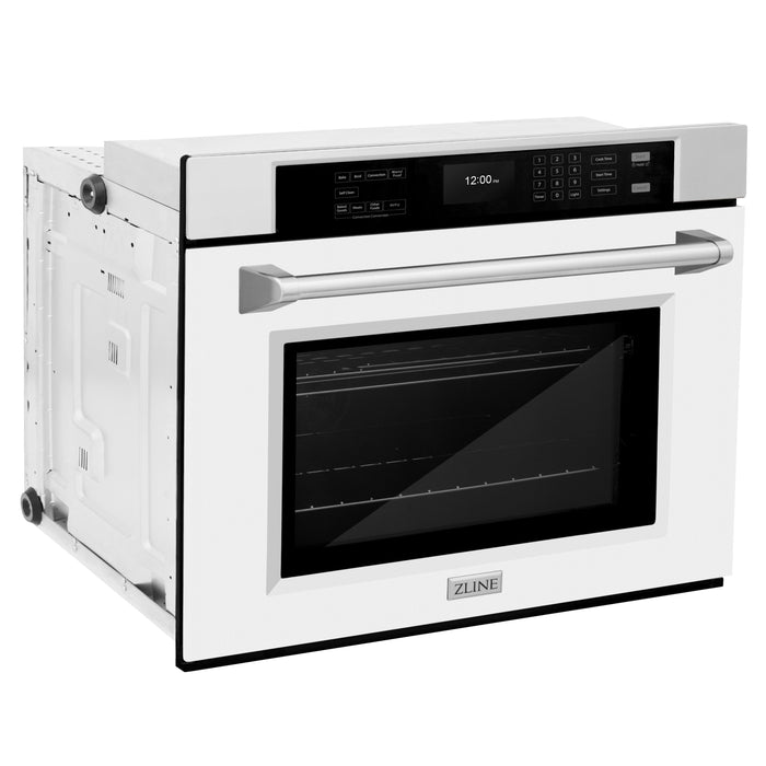 ZLINE 30" Professional Single Wall Oven with Air Fry and Self-Clean in Stainless Steel with White Matte Door, WAS-WM-30