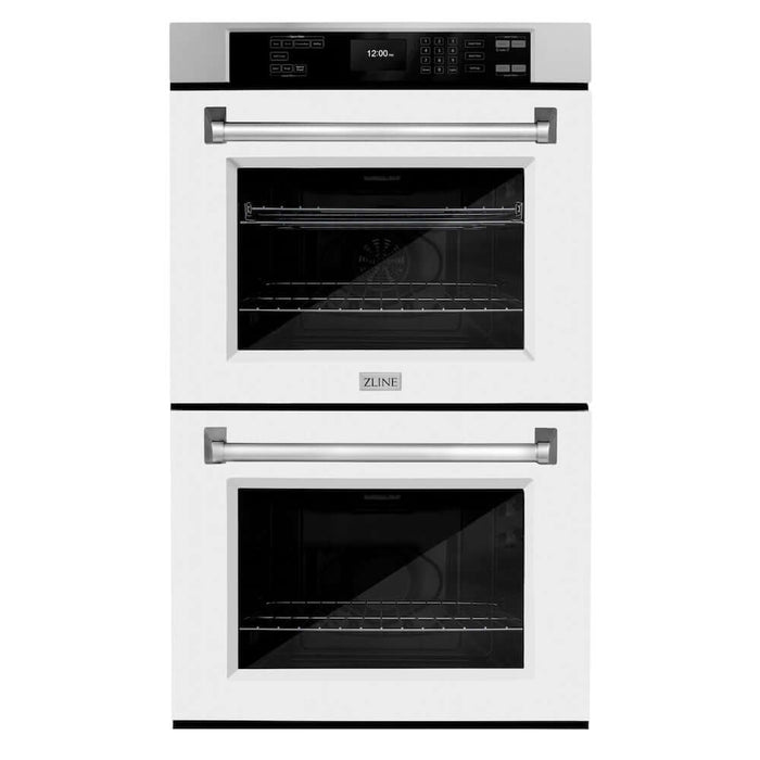 ZLINE 30 in. Professional True Convection Double Wall Oven with Air Fry and Self Clean in Stainless Steel with White Matte Doors (WAD-WM-30)