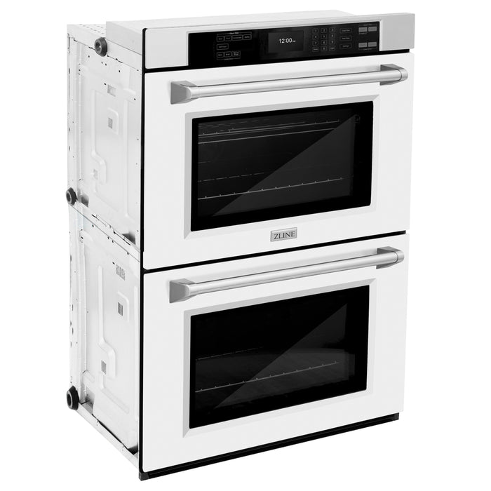 ZLINE 30" Professional Double Wall Oven with Air Fry and Self-Clean in Stainless Steel with White Matte Door, WAD-WM-30