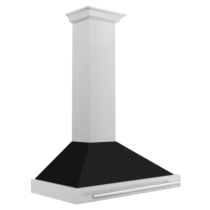 ZLINE 36 Inch DuraSnow® Stainless Steel Range Hood with Black Matte Shell and Stainless Steel Handle, KB4SNX-BLM-36