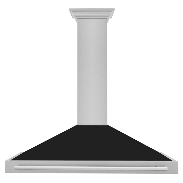 ZLINE Convertible Fingerprint Resistant DuraSnow® Stainless Steel Range Hood with Black Matte Shell and Stainless Steel Handle (KB4SNX-BLM)