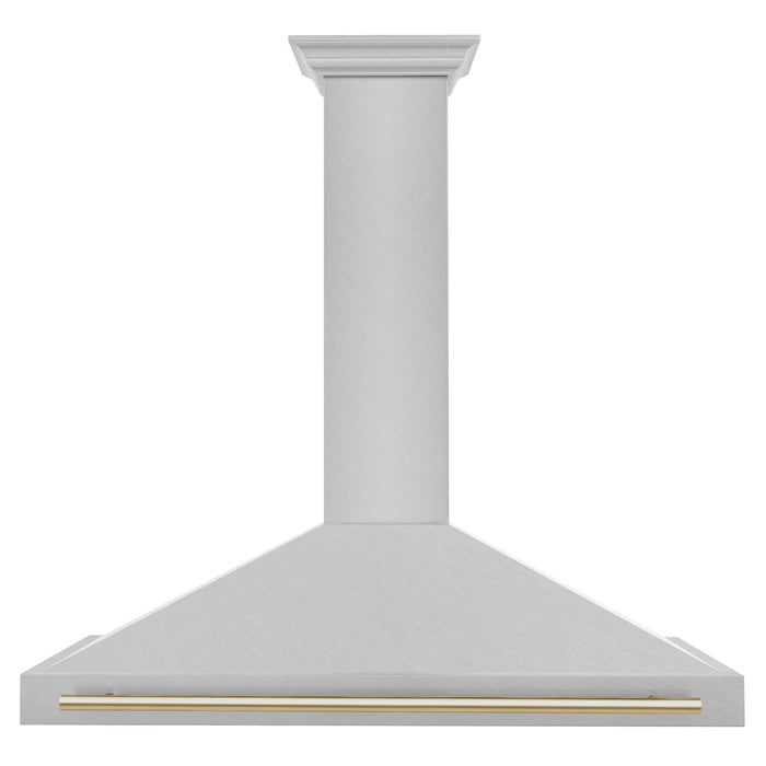 ZLINE 48 Inch Autograph Edition DuraSnow® Stainless Steel Range Hood with Gold Handle, KB4SNZ-48-G