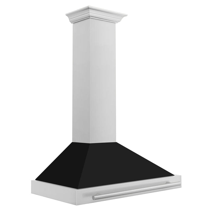 ZLINE 48" Range Hood in Stainless Steel with Black Matte Shell and Stainless Steel Handle, KB4STX-BLM-48