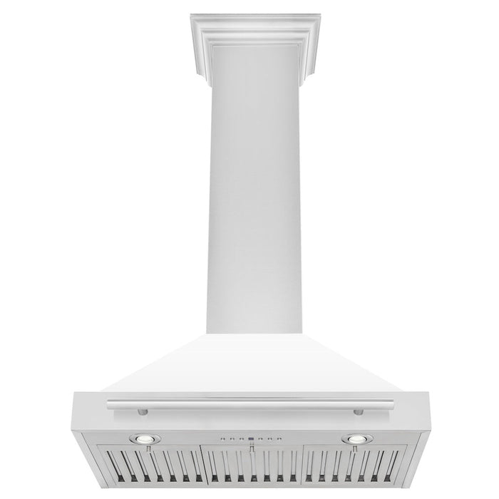 ZLINE Convertible Stainless Steel Range Hood with White Matte Shell and Stainless Steel Handle (KB4STX-WM)