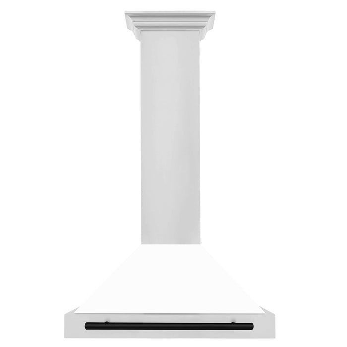 ZLINE Autograph Edition 30 in. Convertible Stainless Steel Range Hood with White Matte Shell and Accents (KB4STZ-WM30)