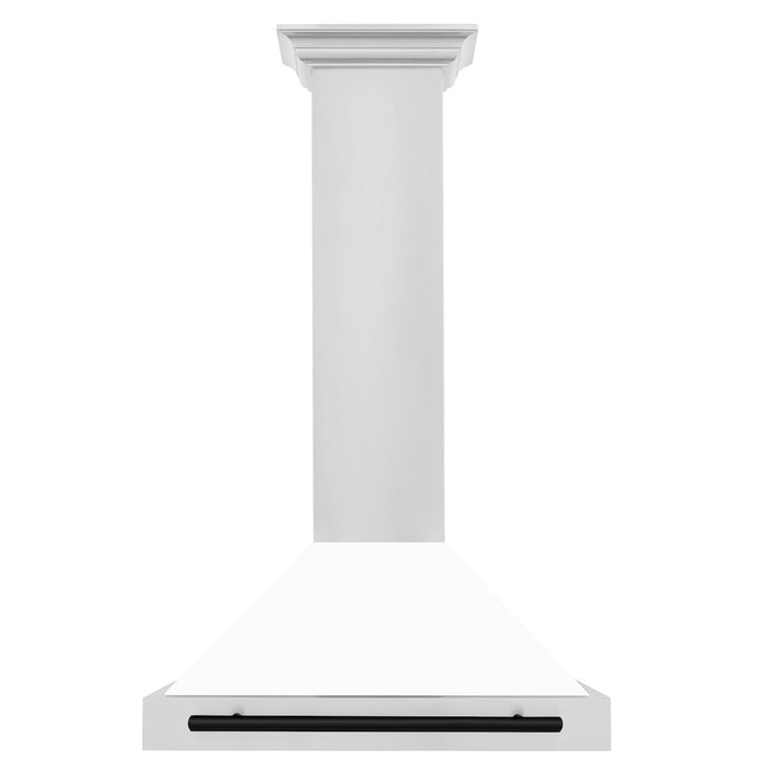 ZLINE Autograph Edition Convertible Stainless Steel Range Hood with White Matte Shell and Matte Black Accents (KB4STZ-WM-MB)