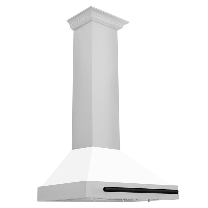 ZLINE Autograph Edition Convertible Stainless Steel Range Hood with White Matte Shell and Matte Black Accents (KB4STZ-WM-MB)