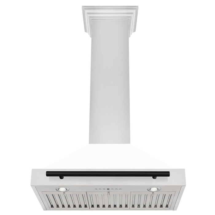 ZLINE Autograph Edition 30 in. Convertible Stainless Steel Range Hood with White Matte Shell and Accents (KB4STZ-WM30)