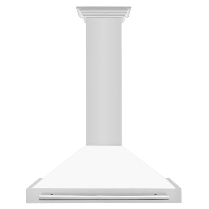 ZLINE Convertible Stainless Steel Range Hood with White Matte Shell and Stainless Steel Handle (KB4STX-WM)