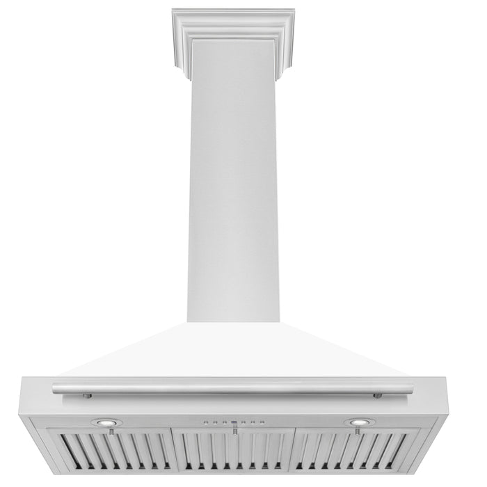 ZLINE 36 Inch Stainless Steel Range Hood with White Matte Shell and Stainless Steel Handle, KB4STX-WM-36