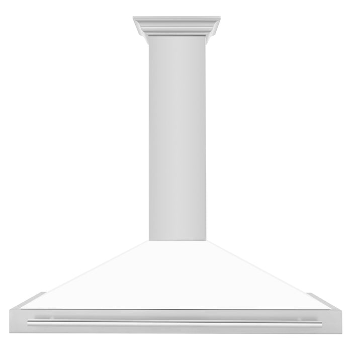 ZLINE 48 Inch Stainless Steel Range Hood with White Matte Shell and Stainless Steel Handle, KB4STX-WM-48