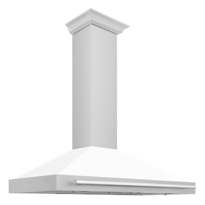 ZLINE Convertible Stainless Steel Range Hood with White Matte Shell and Stainless Steel Handle (KB4STX-WM)