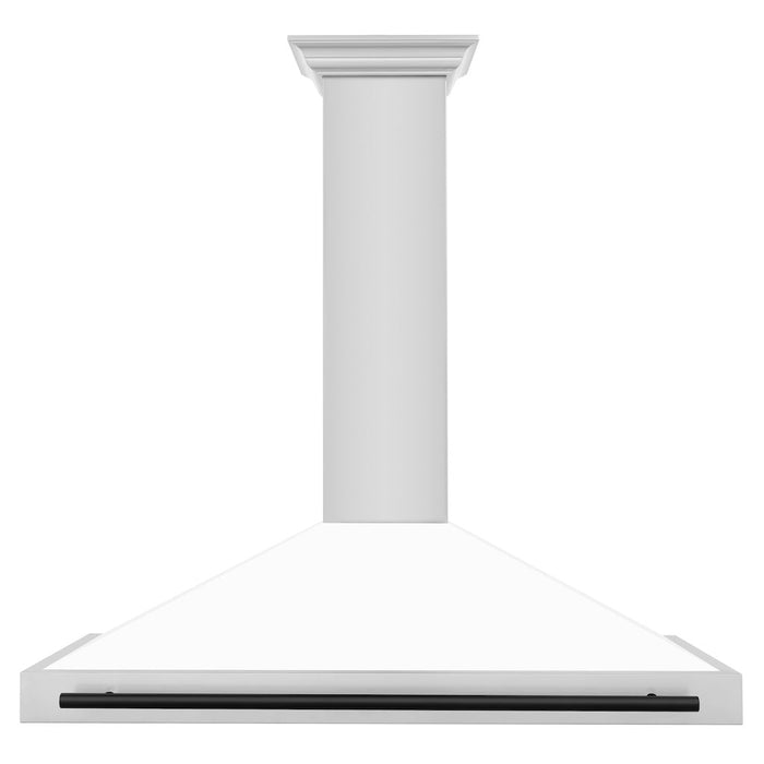 ZLINE Autograph Edition Convertible Stainless Steel Range Hood with White Matte Shell and Matte Black Accents (KB4STZ-WM-MB)