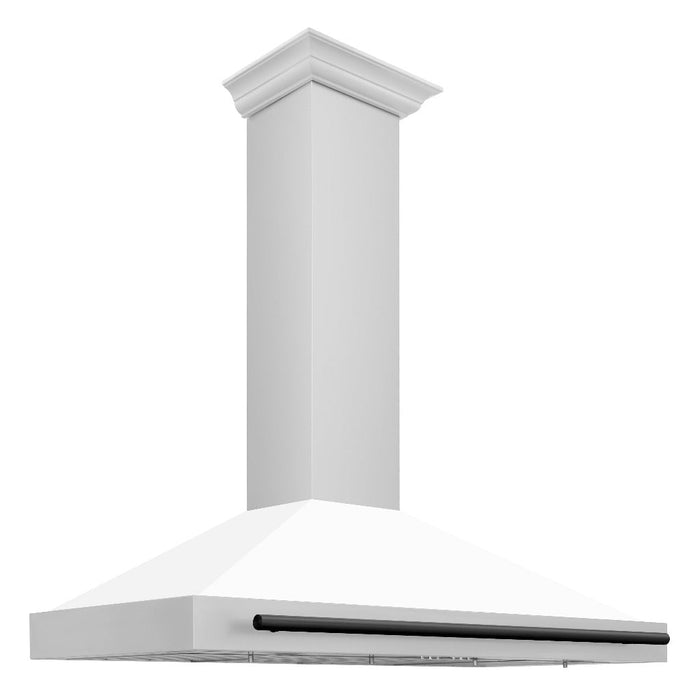 ZLINE Autograph Edition 48 in. Stainless Steel Range Hood with White Matte Shell and Accents (KB4STZ-WM48) Stainless Steel with Matte Black Accents