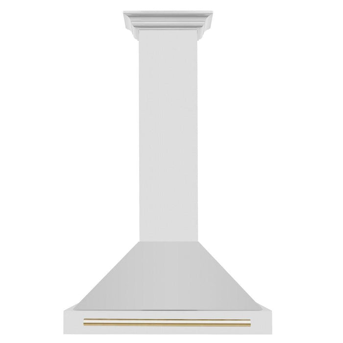 ZLINE Autograph Edition Convertible Stainless Steel Range Hood with Stainless Steel Shell and Polished Gold Accents (KB4STZ-G)